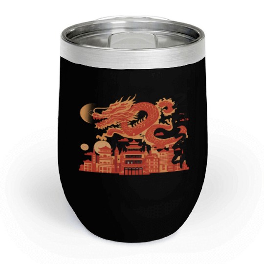 Year Of The Dragon Chill Wine Tumblers | chinese lanterns