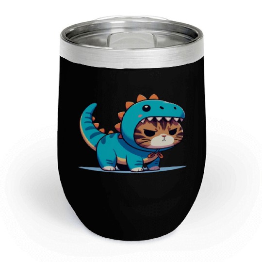 Grumpy Cat in Velociraptor Costume Chill Wine Tumblers