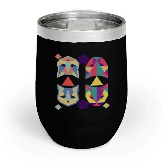 Geometric Cats Bat Retro abstract Chill Wine Tumblers