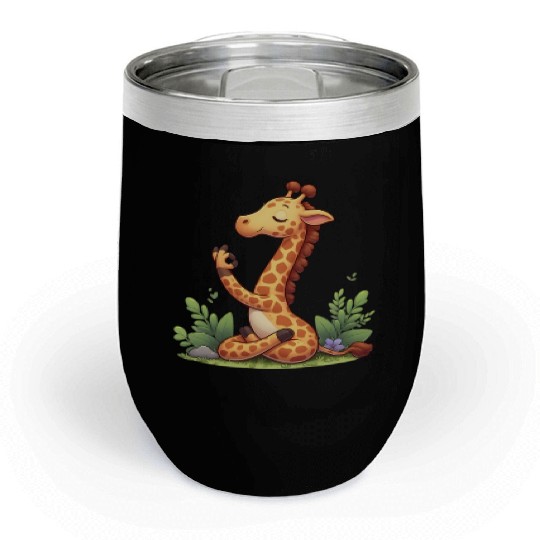 Giraffe yoga practitioner Chill Wine Tumblers