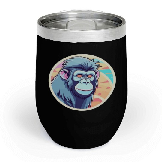 Ape Monkey Illustration Chill Wine Tumblers