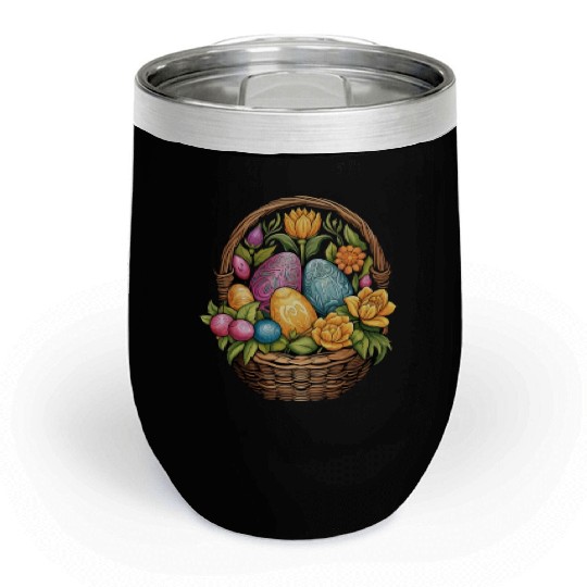 Easter Day Easter Egg Basket Mandala Art Egg Hunt Chill Wine Tumblers