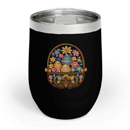 Easter Day Easter Egg Basket Mandala Art Egg Hunt Chill Wine Tumblers