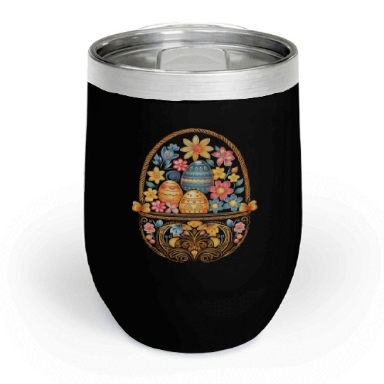 Easter Day Easter Egg Basket Mandala Art Egg Hunt Chill Wine Tumblers