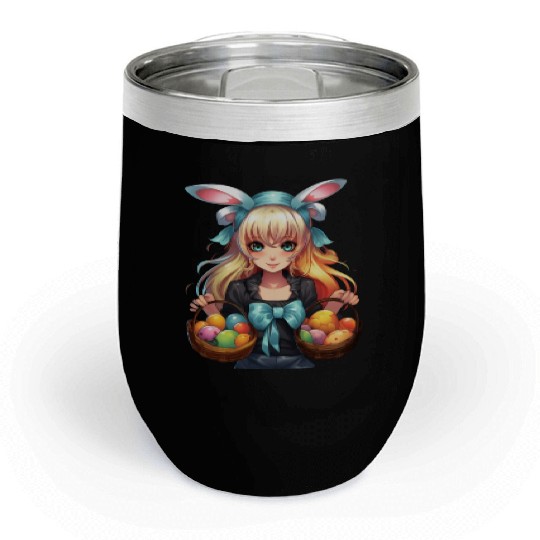 Easter Day Anime Girl Bunny Ear Easter Egg Hunt Chill Wine Tumblers