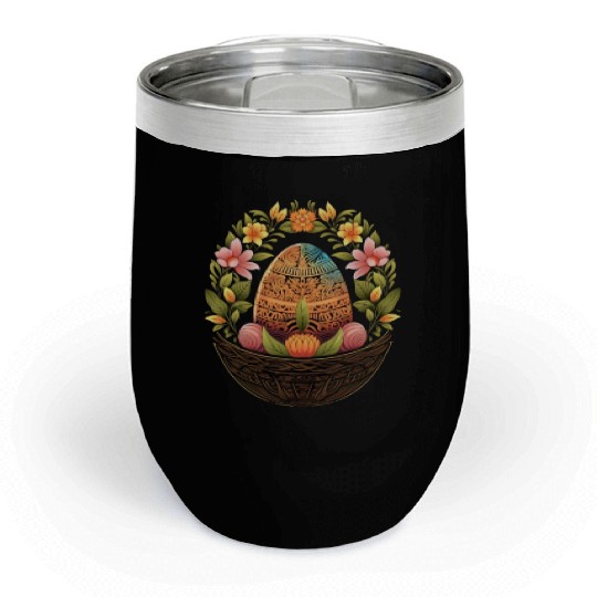Easter Day Easter Egg Basket Mandala Art Egg Hunt Chill Wine Tumblers