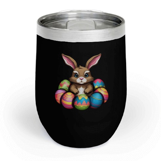 Easter Bunny Rabbit Colorful Eggs Easter Egg Hunt Chill Wine Tumblers