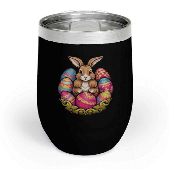 Easter Bunny Rabbit Colorful Eggs Easter Egg Hunt Chill Wine Tumblers