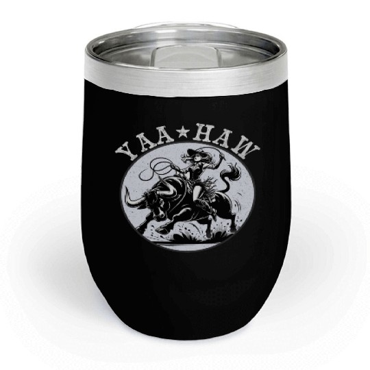 Cowgirl Lasso Riding Silhouette Chill Wine Tumblers