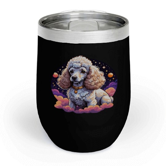 Celestial Poodle in Space Illustration Chill Wine Tumblers