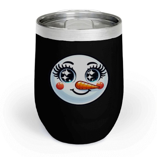 Lady Carrot-Nosed Snowwoman Cute Snowman Christmas Chill Wine Tumblers