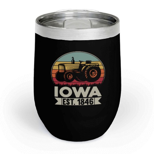 Iowa Vintage Tractor Farmer Gifts Chill Wine Tumblers