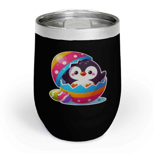 Penguin hatches from colorful Easter egg Chill Wine Tumblers
