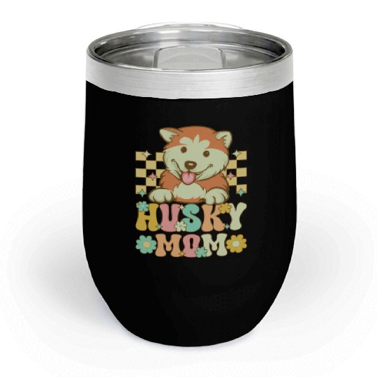 Groovy Siberian Husky Female Dog Lover Chill Wine Tumblers