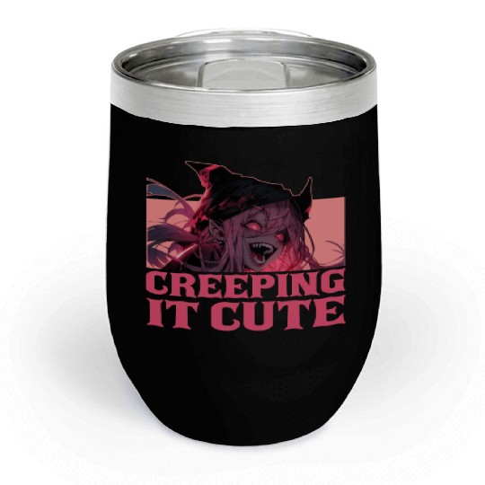 Creeping It Cute Creepy Anime Girl Harajuku Goth O Chill Wine Tumblers