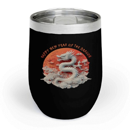 Fantasy Dragon: Happy New Year of the Dragon! Chill Wine Tumblers