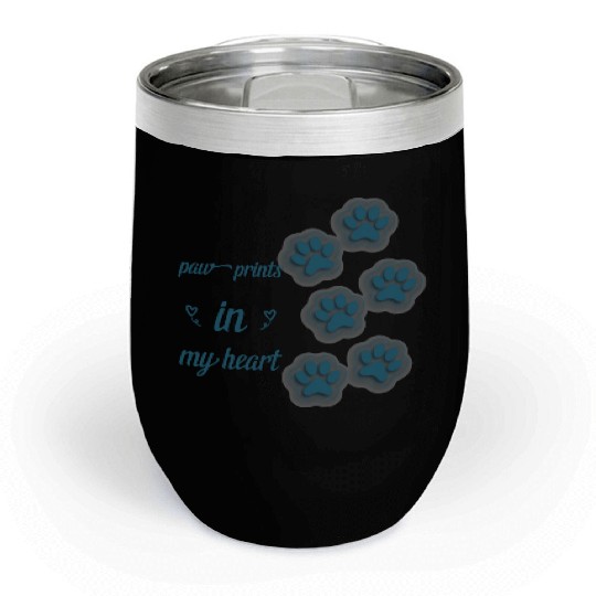 paw prints in my heart Chill Wine Tumblers