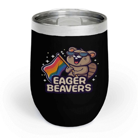Eager Beavers with Pride LGBT Flag Chill Wine Tumblers