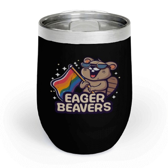 Eager Beavers with Pride LGBT Flag Chill Wine Tumblers