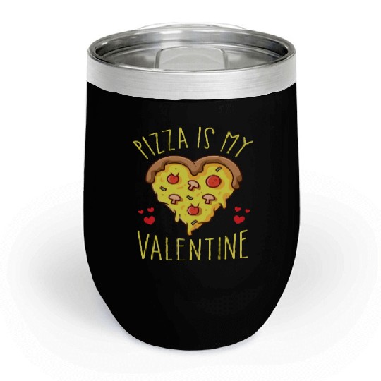 Pizza Heart: Valentine's Day Pepperoni Lover Chill Wine Tumblers