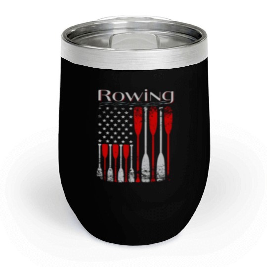 Rowing US flag american rower patriotic paddle Chill Wine Tumblers