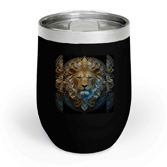 1920s Art Deco lion, gold Chill Wine Tumblers