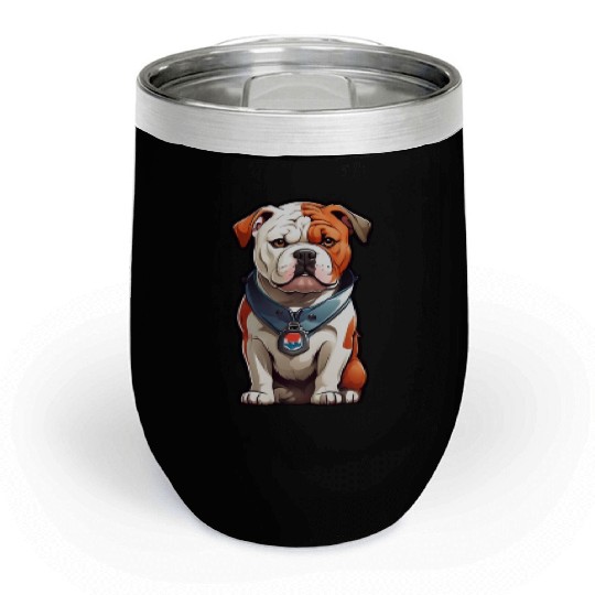 English Bulldog Stickers Chill Wine Tumblers
