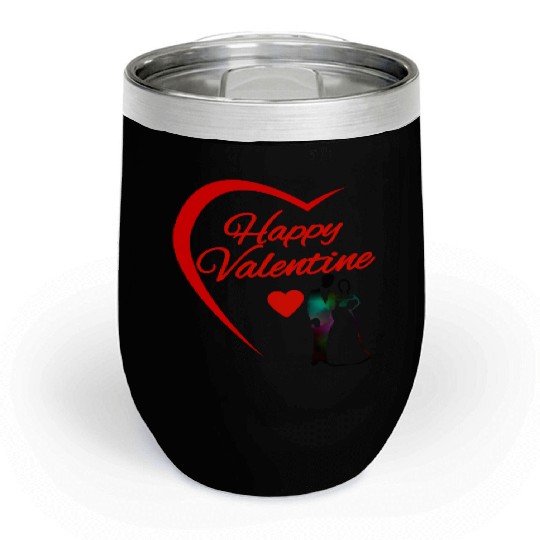 Love Blossoms" - Valentine's Day Digital Art Chill Wine Tumblers