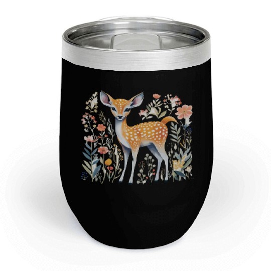 Forest Fawn Woodland Deer Floral for a Nature Chill Wine Tumblers