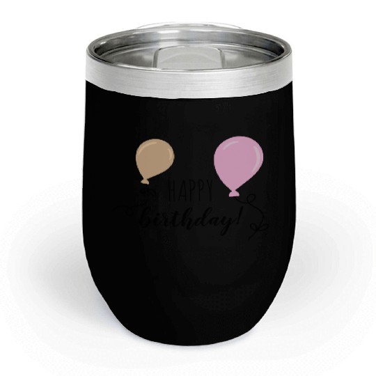 Happy birthday party balloons Chill Wine Tumblers