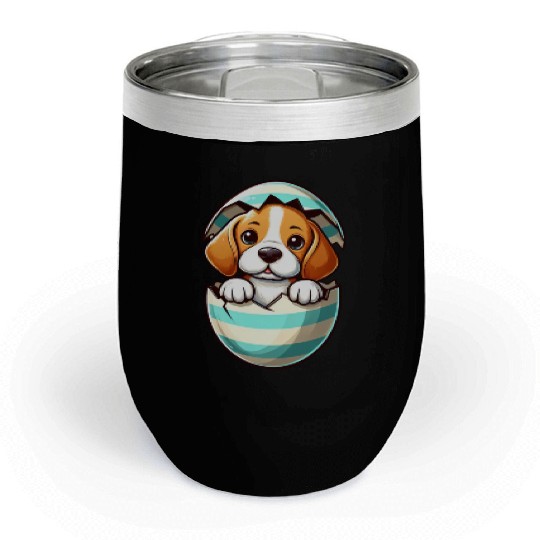 Colorful Beagle Dog Easter Egg Hatching Design Chill Wine Tumblers