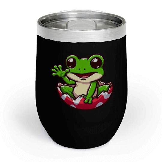 Colorful Easter Egg with Hatching Frog Design Chill Wine Tumblers