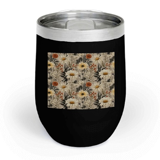 Delicate Wildflowers Pattern Chill Wine Tumblers