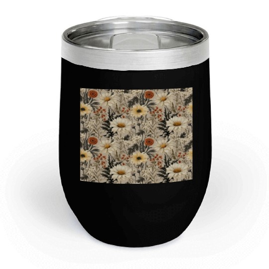 Delicate Wildflowers Pattern Chill Wine Tumblers