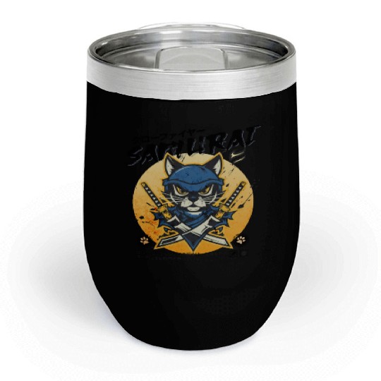 Samurai Cat, Ninja Cat, Cat Assassin, Warrior Cat Chill Wine Tumblers