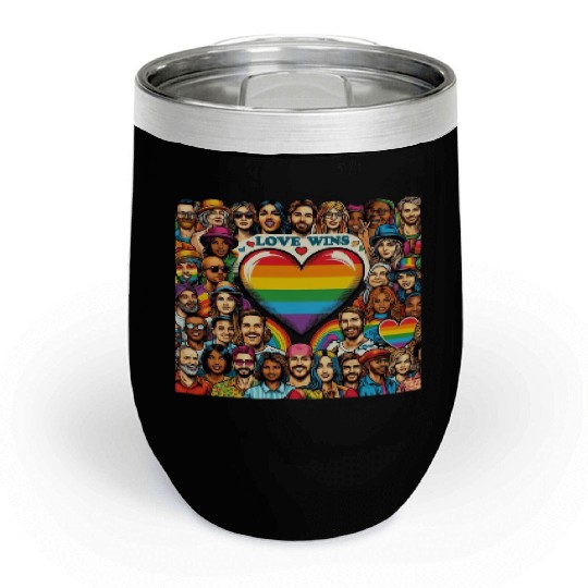 Love Wins LGBT Pride Month Vibrant Design Chill Wine Tumblers