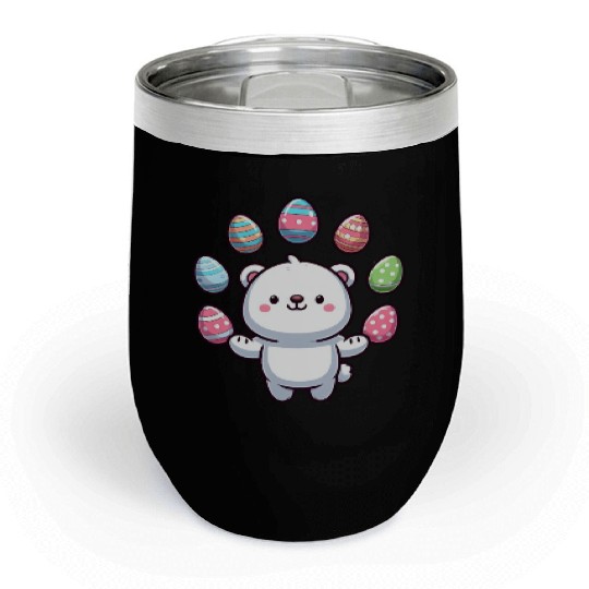 Cartoon Polar Bear Easter Egg Design Chill Wine Tumblers