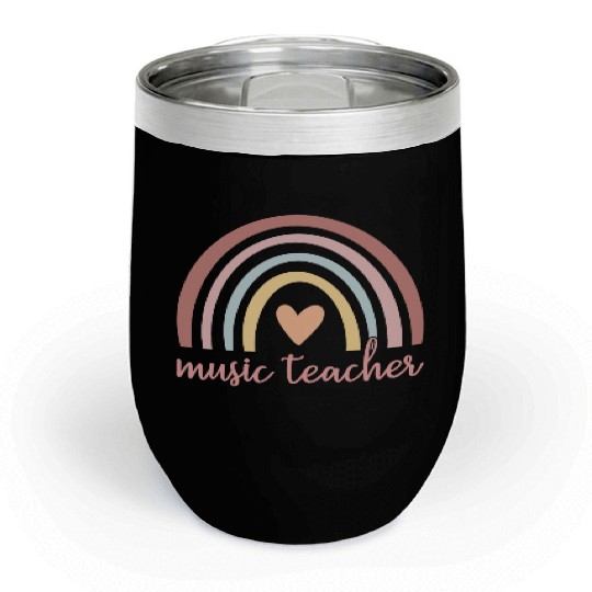 Music Teacher I - Boho Rainbow Chill Wine Tumblers