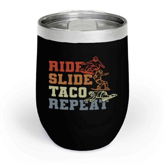 Taco Snowboarding Chill Wine Tumblers