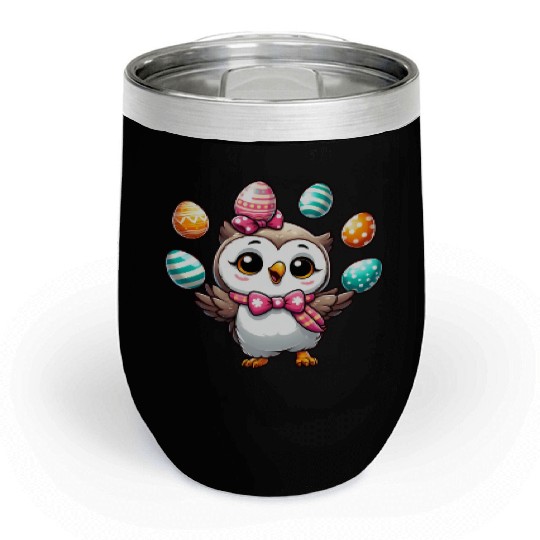 Easter Egg Owl Juggling Chill Wine Tumblers