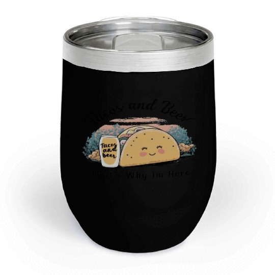 Tacos & Beer: My Happy Place Chill Wine Tumblers