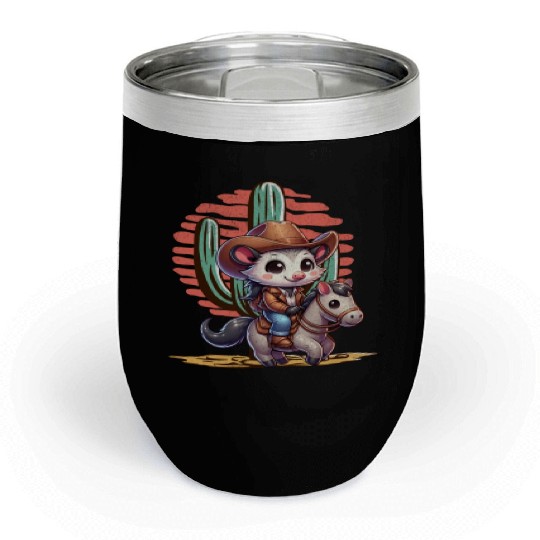 Opossum Cowboy Chill Wine Tumblers