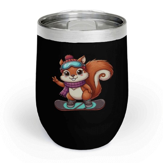 Snowboarding Squirrel Winter Adventure Chill Wine Tumblers