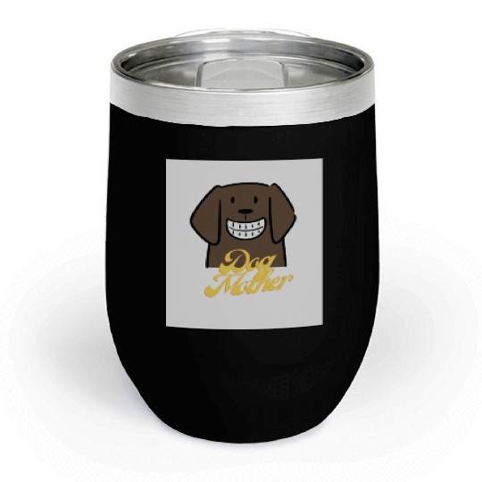 Brown Illustrated Dog Mother Wine Lover Chill Wine Tumblers