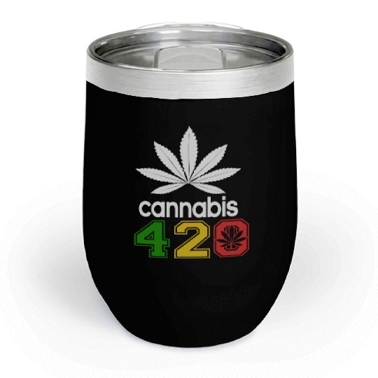 Humorous 420 Authentic Herb Weed Marijuana Design Chill Wine Tumblers