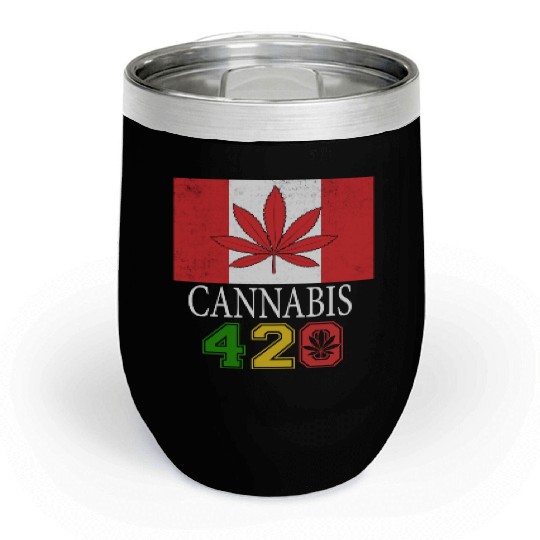 Comical 420 Celebrate Herb Weed Marijuana Design Chill Wine Tumblers