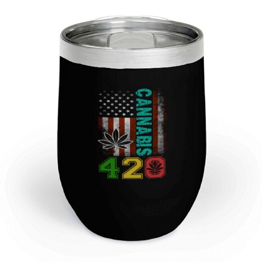 Amusing 420 American Herb Weed Marijuana Design Chill Wine Tumblers