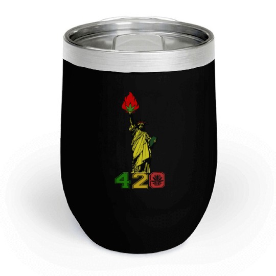 Humoristic 420 Liberty Herb Weed Marijuana Design Chill Wine Tumblers
