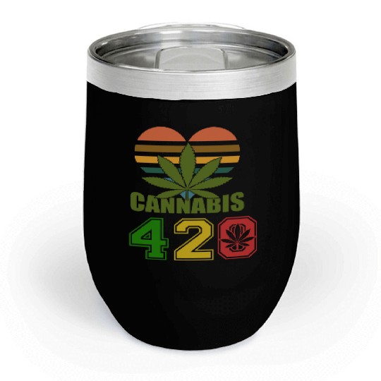 Hysteric 420 Love Good Herb Weed Marijuana Design Chill Wine Tumblers