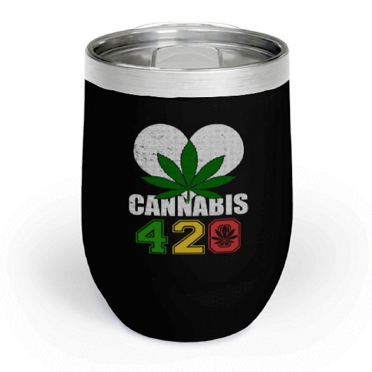 Sidesplitting 420 Love Herb Weed Marijuana Design Chill Wine Tumblers
